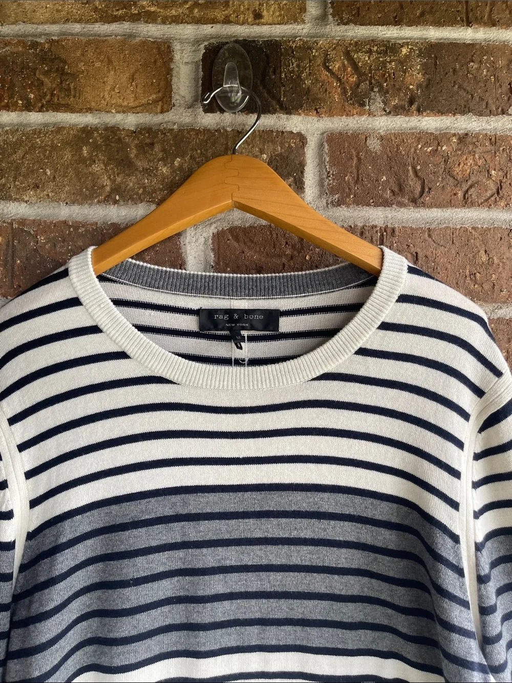 Rag & Bone striped crew neck sweater Striped Crewneck Sweater in Navy and White